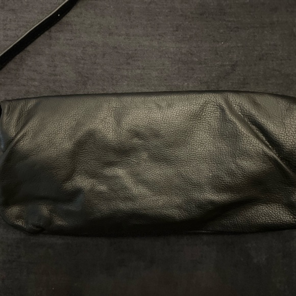 Genuine Leather Crossbody Purse/Clutch with Studs (3 Zippers, Black) - Picture 4 of 7